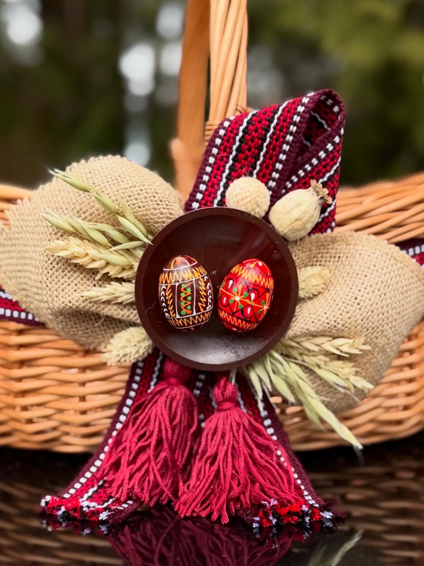Handwoven Willow Basket – Ethno Style Ukrainian Decor, Rustic Farmhouse Easter Basket