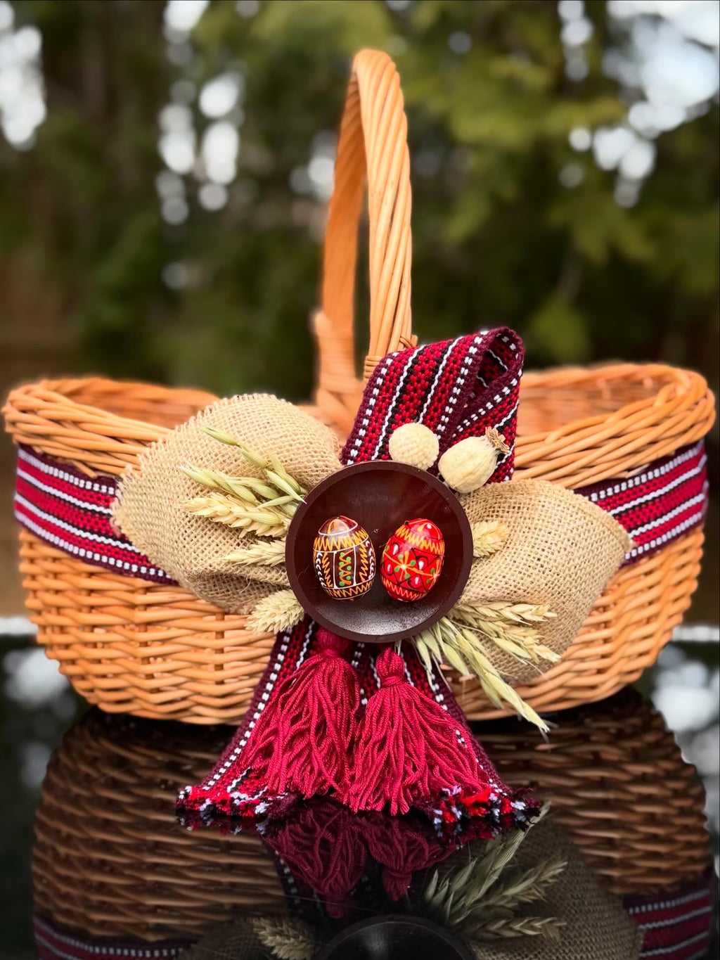 Handwoven Willow Basket – Ethno Style Ukrainian Decor, Rustic Farmhouse Easter Basket