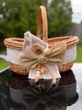 Ethnic Decorative Willow Basket with Ceramic Pysanka | Ukrainian Easter Basket | Handmade Home Decor