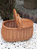 Natural Willow Picnic Basket with Lid | Handmade Wicker Picnic Basket | Large Rustic Gift Basket