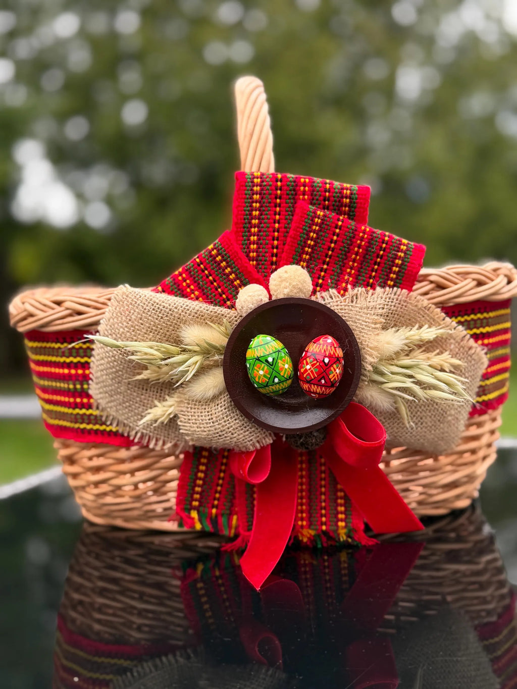 Handwoven Willow Basket – Ethno Style Ukrainian Decor, Rustic Farmhouse Easter Basket