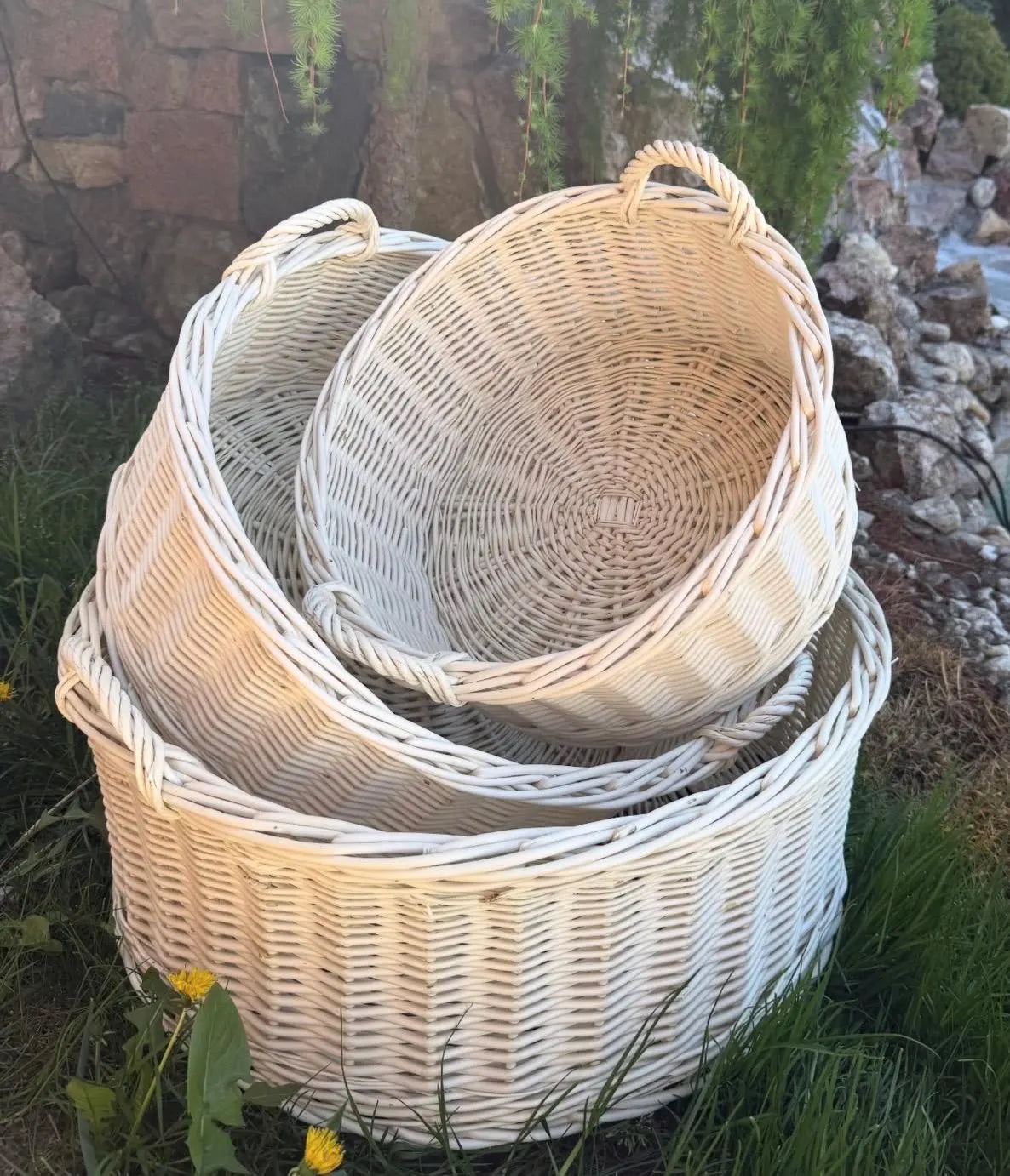Large Willow Florist Baskets Set – Handwoven Floral Arrangement Baskets for Flowers, Wedding Decor, Farmhouse Display