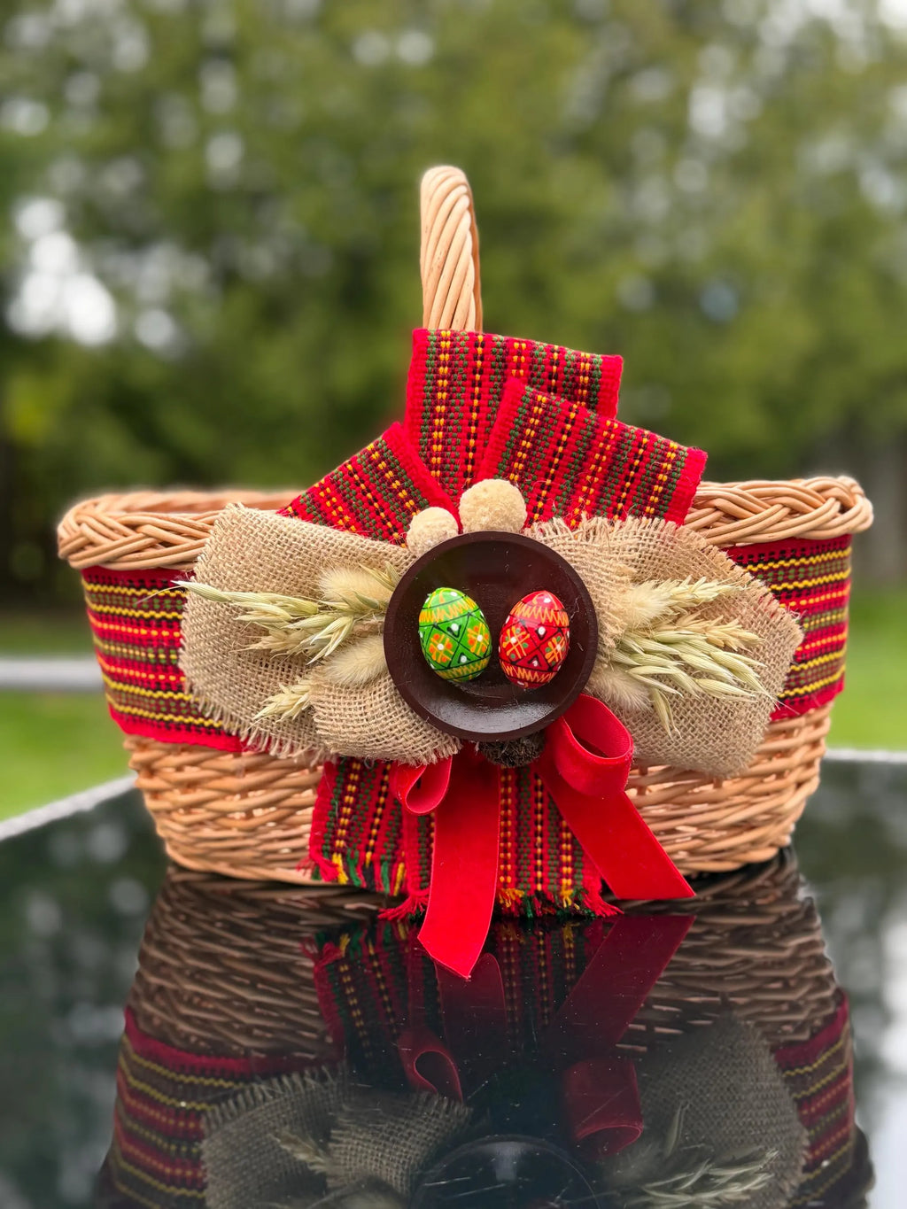 Handwoven Willow Basket – Ethno Style Ukrainian Decor, Rustic Farmhouse Easter Basket