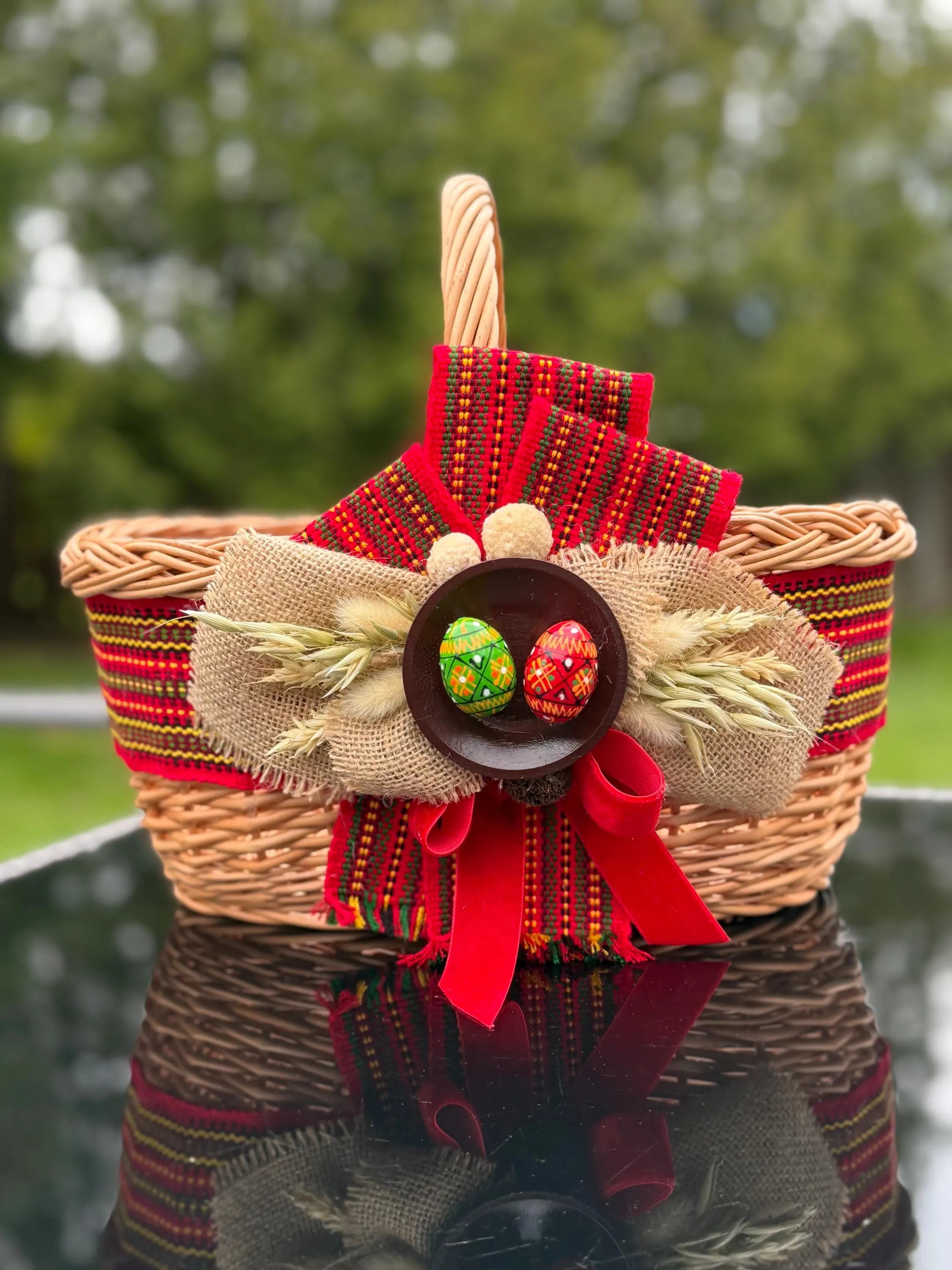 Handwoven Willow Basket – Ethno Style Ukrainian Decor, Rustic Farmhouse Easter Basket