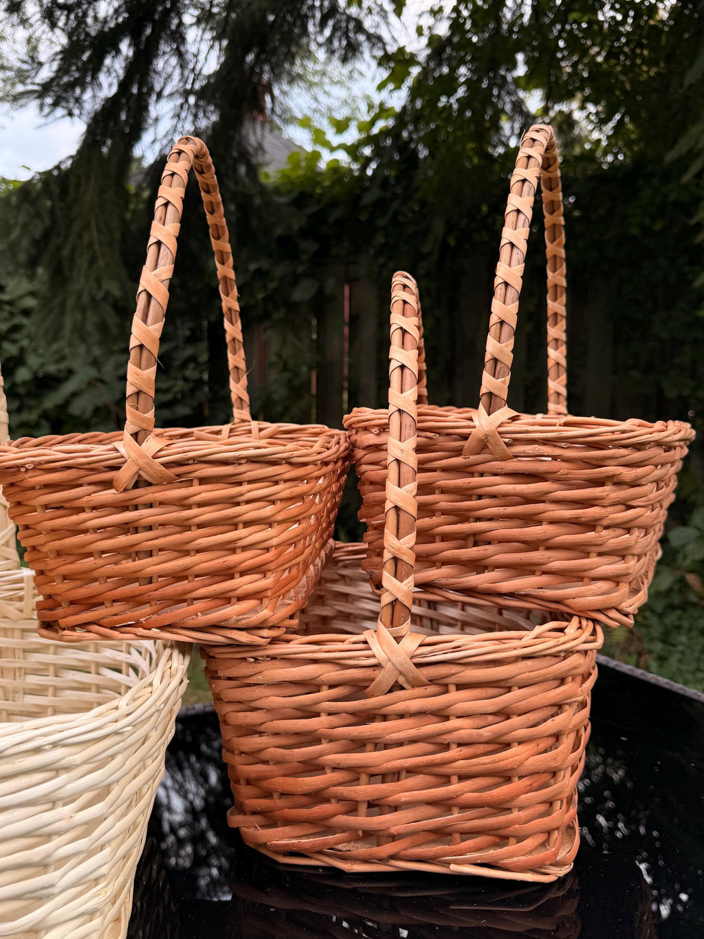 Set of 3 Rectangular Willow Florist Baskets | Wicker Flower Arrangement Baskets | Food Floristry Display Baskets with Hardboard Base