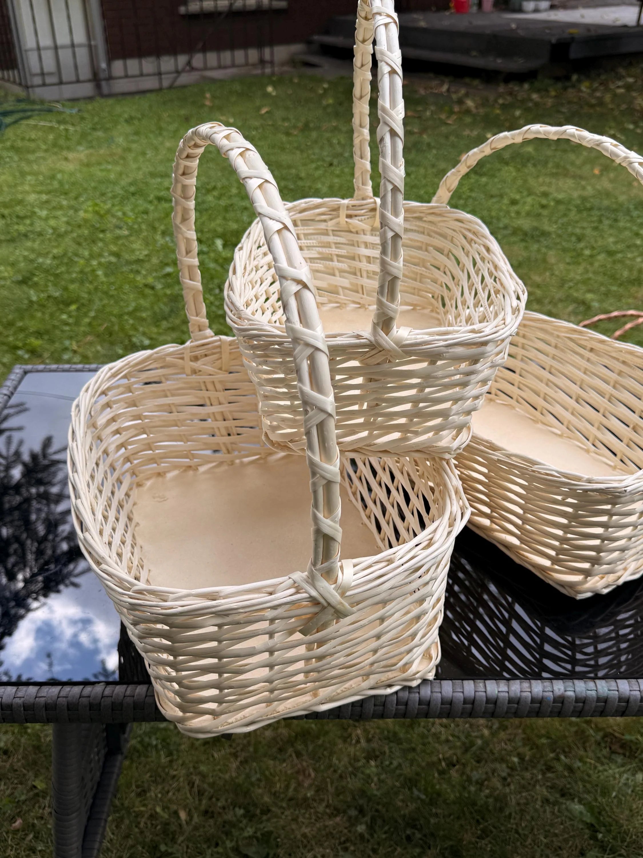 Set of 3 Rectangular Willow Florist Baskets | Wicker Flower Arrangement Baskets | Food Floristry Display Baskets with Hardboard Base