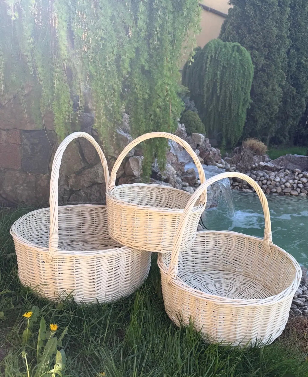 Large Willow Florist Baskets Set – Handwoven Floral Arrangement Baskets for Flowers, Wedding Decor, Farmhouse Display