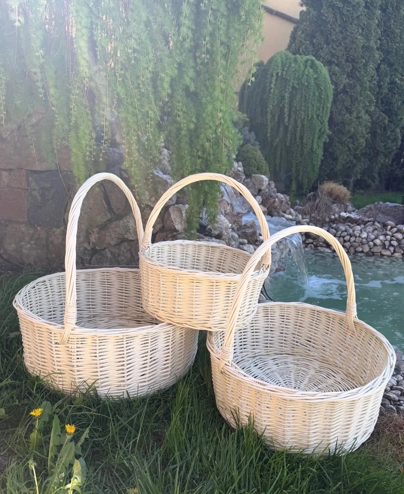 Large Willow Florist Baskets Set – Handwoven Floral Arrangement Baskets for Flowers, Wedding Decor, Farmhouse Display
