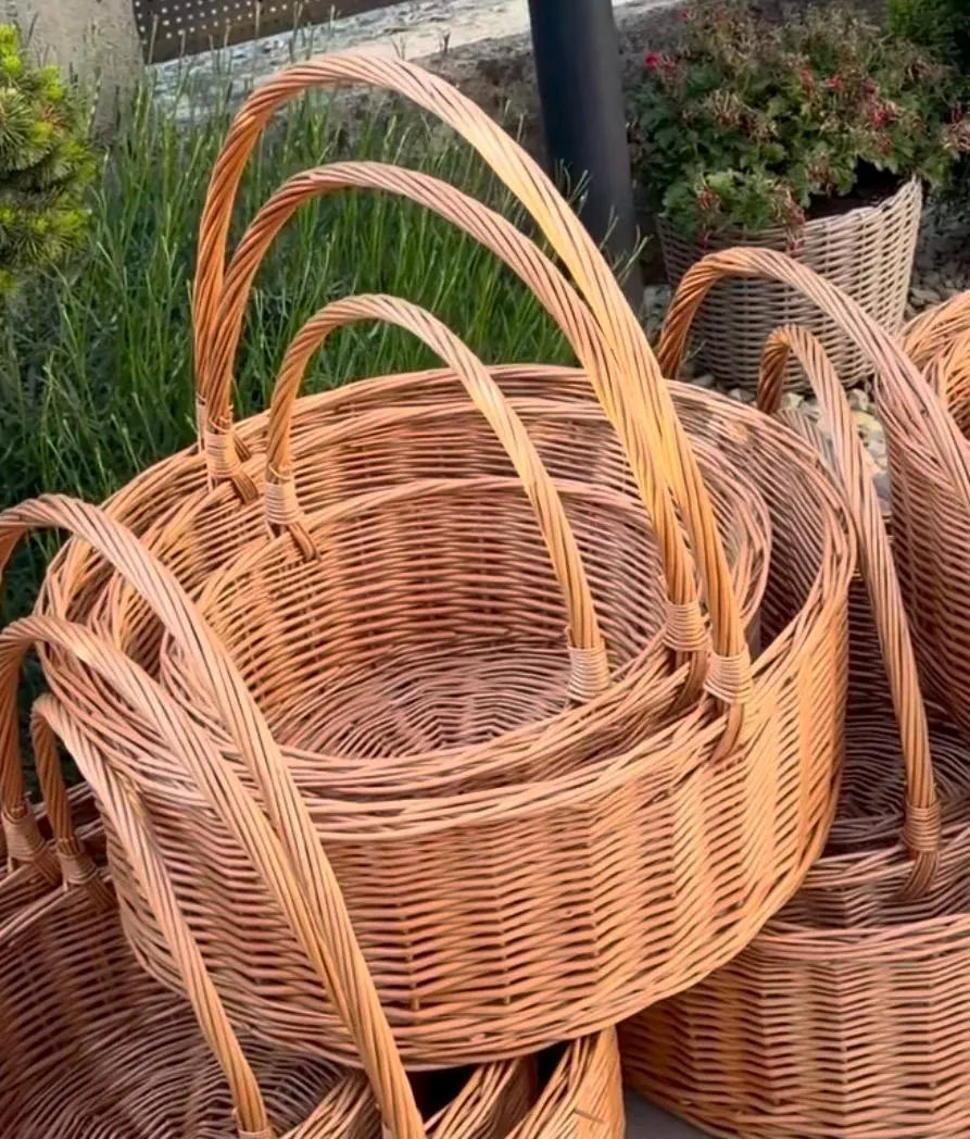 Large Willow Florist Baskets Set – Handwoven Floral Arrangement Baskets for Flowers, Wedding Decor, Farmhouse Display