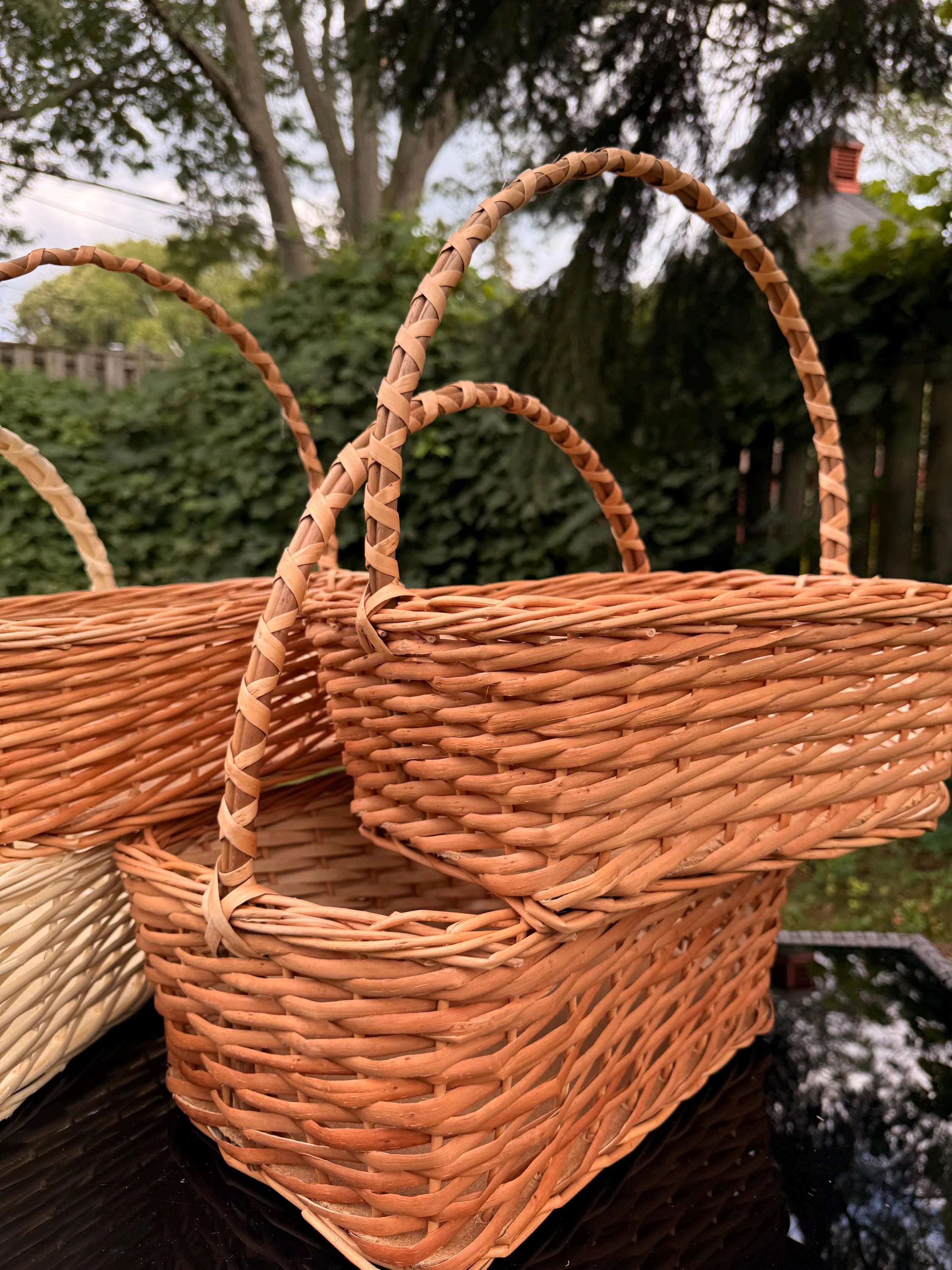 Set of 3 Rectangular Willow Florist Baskets | Wicker Flower Arrangement Baskets | Food Floristry Display Baskets with Hardboard Base