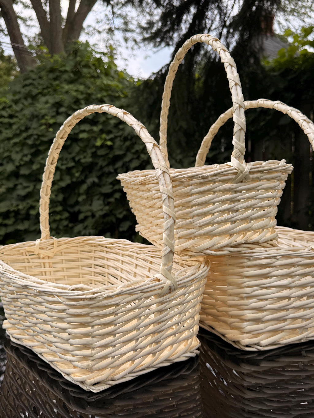 Set of 3 Rectangular Willow Florist Baskets | Wicker Flower Arrangement Baskets | Food Floristry Display Baskets with Hardboard Base