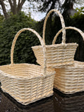 Set of 3 Rectangular Willow Florist Baskets | Wicker Flower Arrangement Baskets | Food Floristry Display Baskets with Hardboard Base
